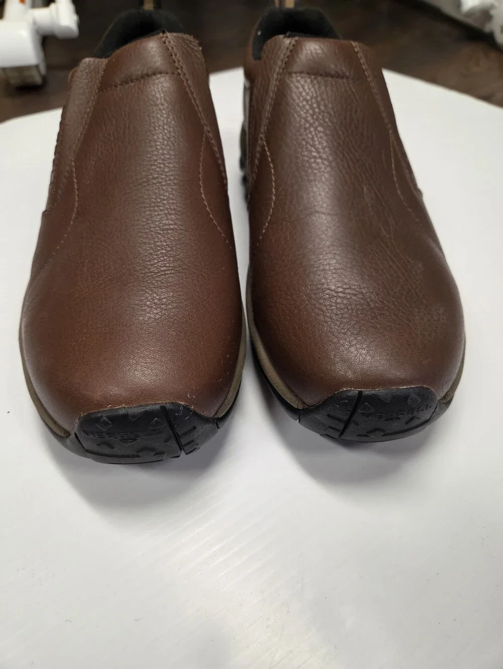 Merrell Men's Jungle Moc Leather Brown Slip-On Shoes, Size 10